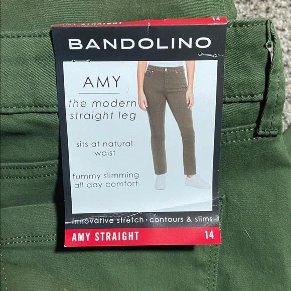 Bandolino Amy Straight Leg Rifle Green Jeans NWT - Picture 3 of 9